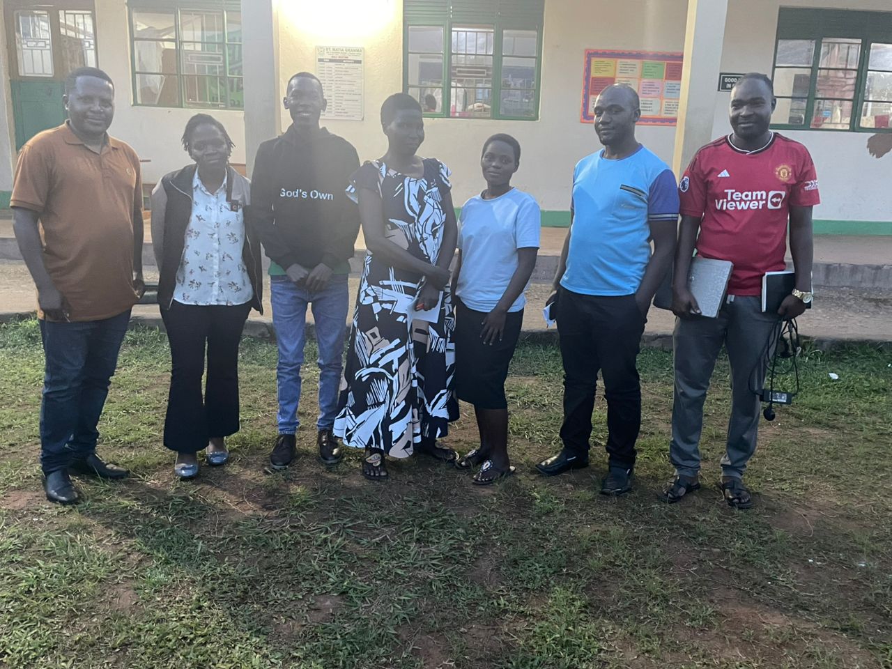 Staff members of St. Matia Gramma pose with the SchoolSync team during the official onboarding session
